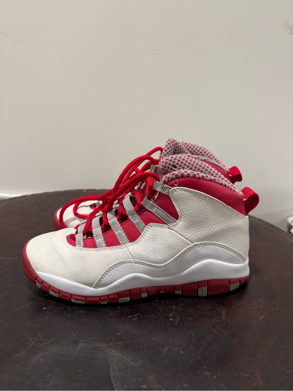 Jordan Kids White and Red High-Top Sneakers size 5